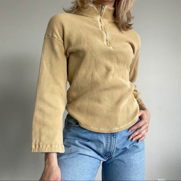 Madewell Tops - Madewell Yellow 1/4 Zip Sweater